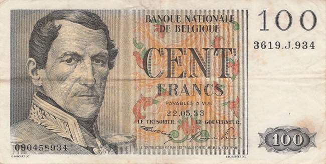 100 Franc 1953 p.129a